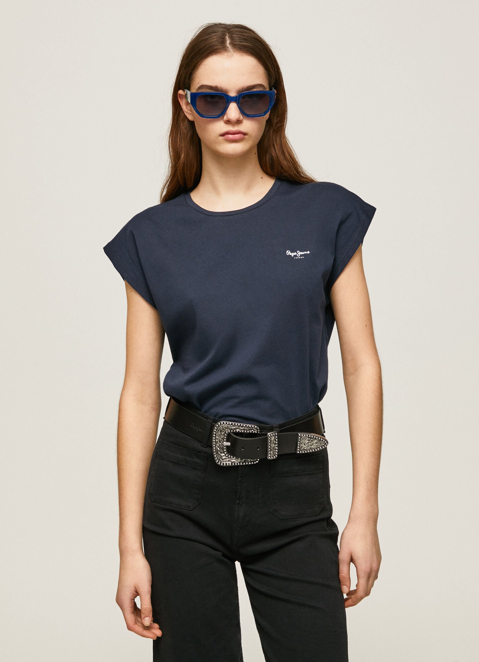 Camiseta sem mangas com logotipo estampado - azul dulwich