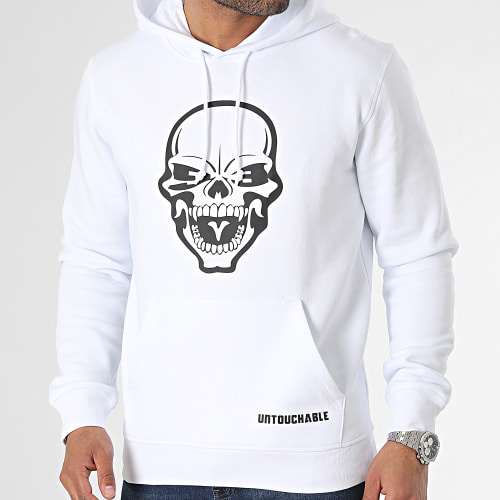 Sweat Capuche Skull Blanc Noir