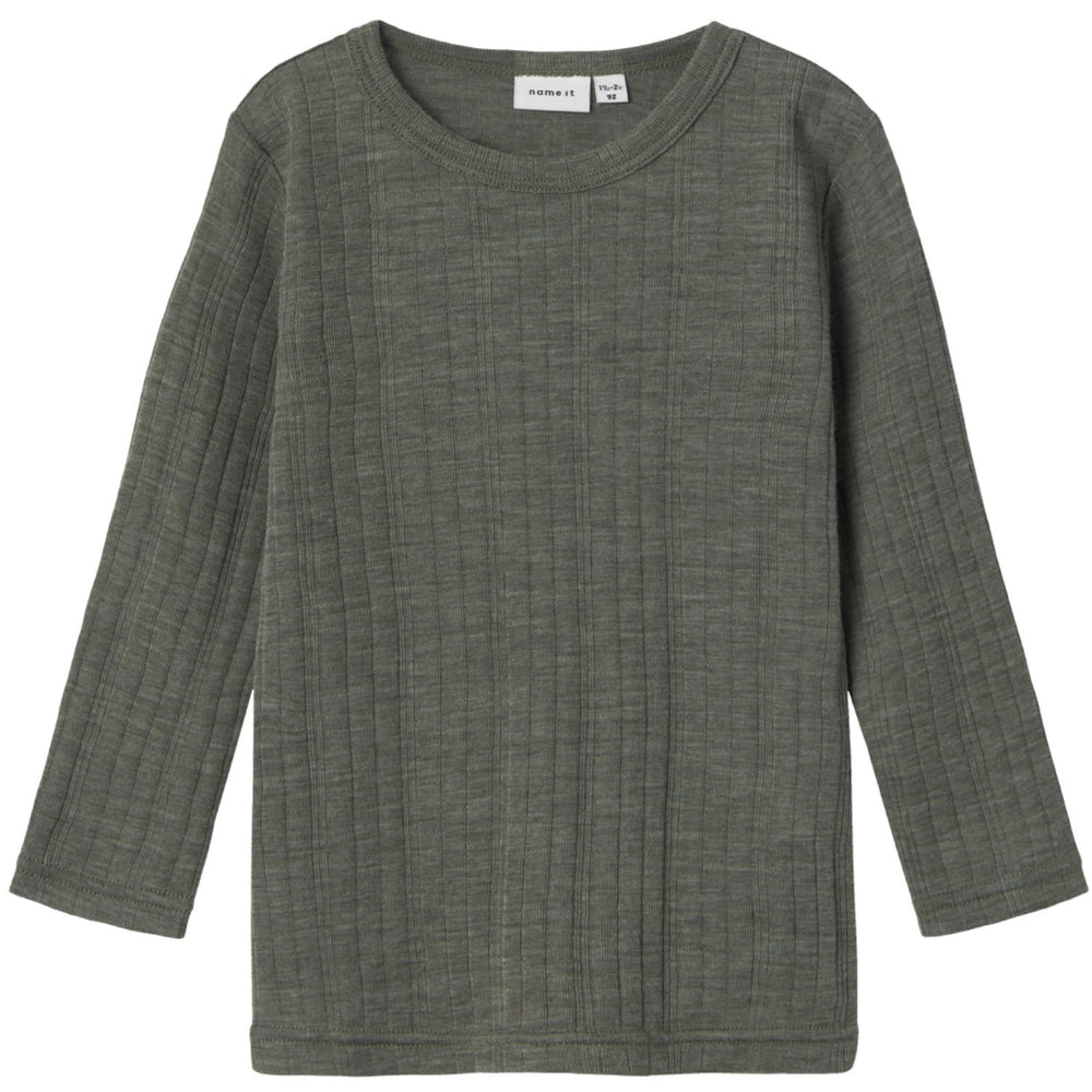 Køb Name It Mulled Basil Wang Uld Needle Bluse Solid Noos