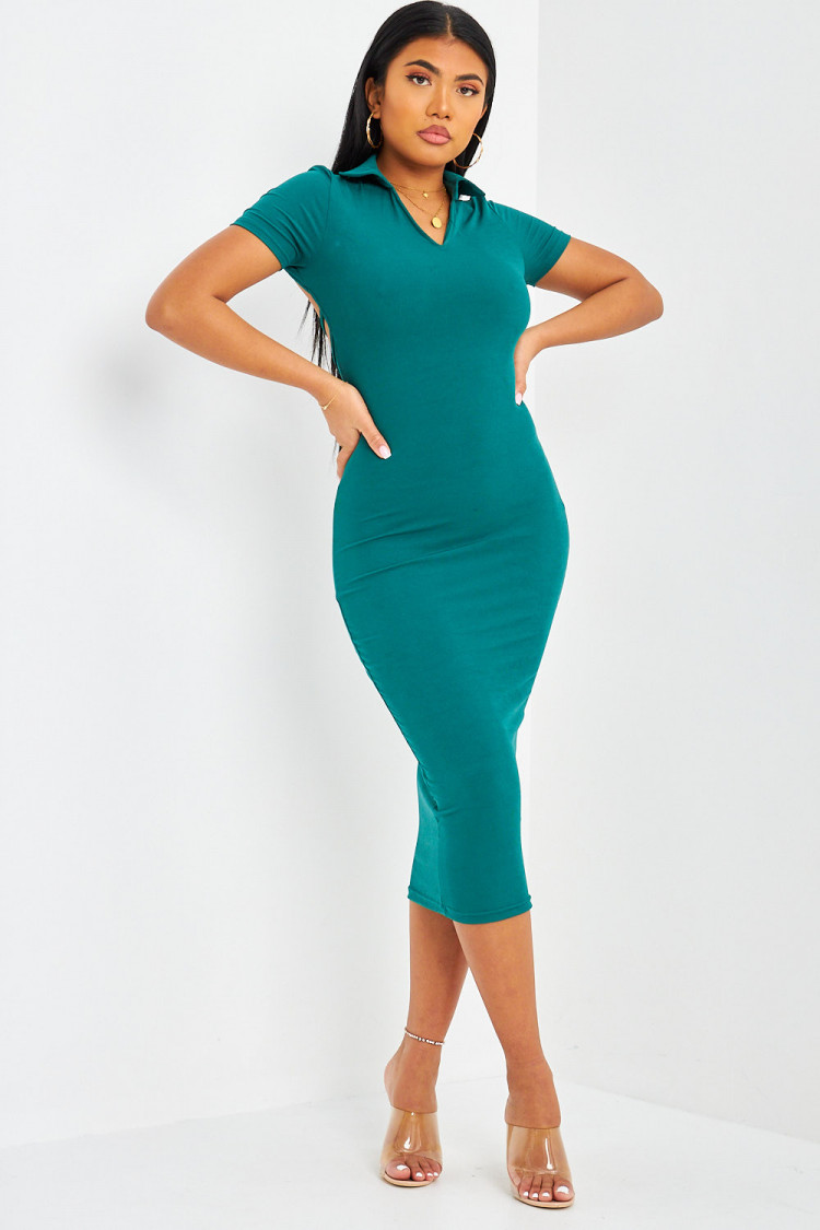 Robe dos nu col polo verte