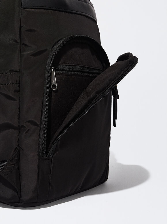 Mochila de nylon com pingente - Preta