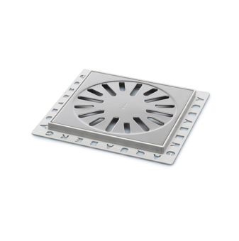 Aquaberg kunststof renovatieput m. RVS rooster 146x146mm inbouwhoogte 10mm RVS hoogglans