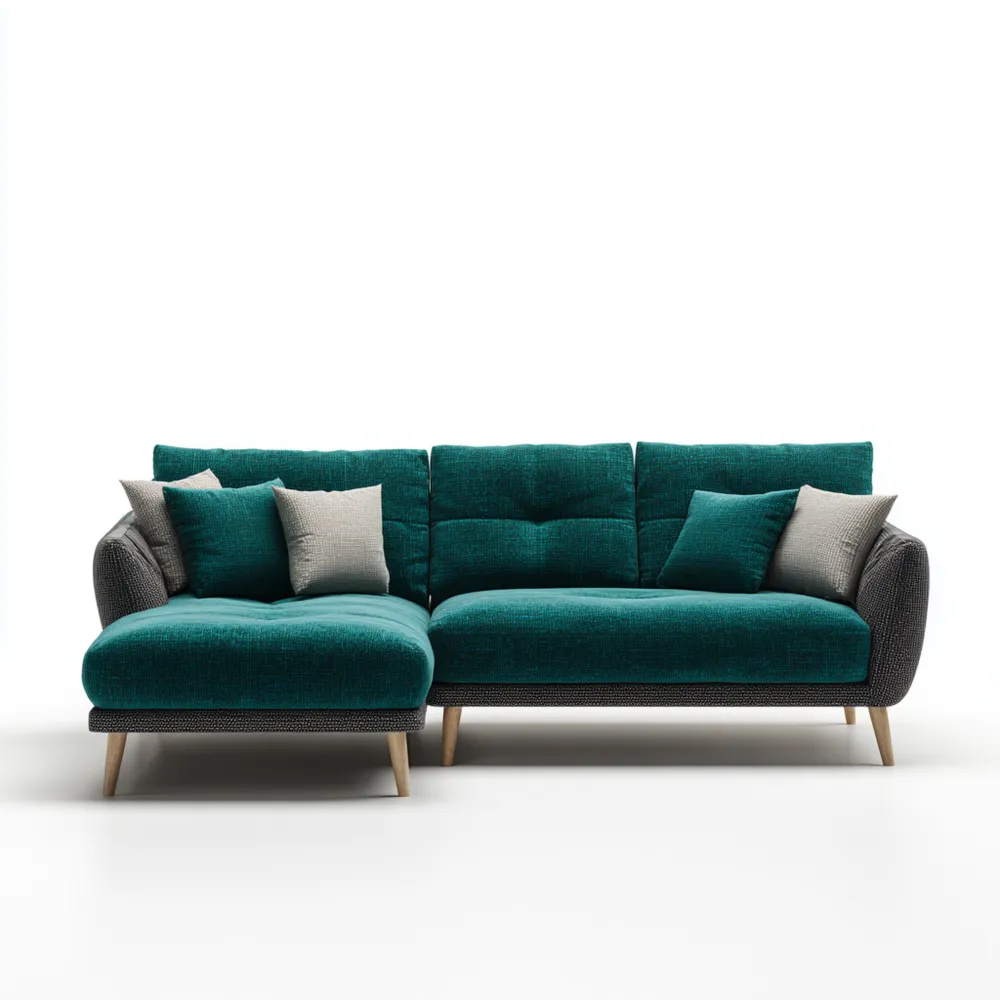 Modernes Ecksofa Stoffbezug 280x160x85 cm – Petrol/Anthrazit