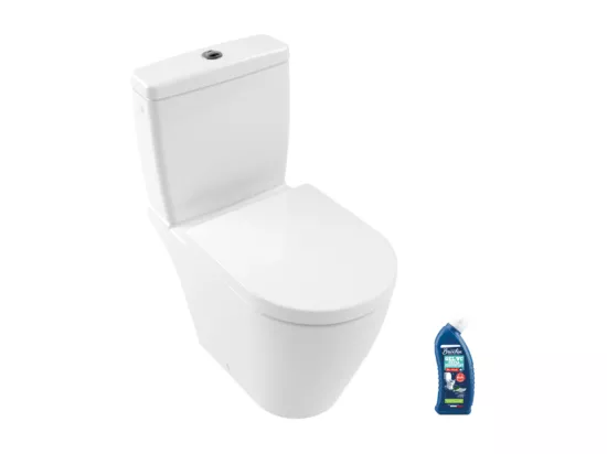 WC à poser sans bride VILLEROY ET BOCH Avento avec abattant frein de chute déclipsable + nettoyant Briochin
