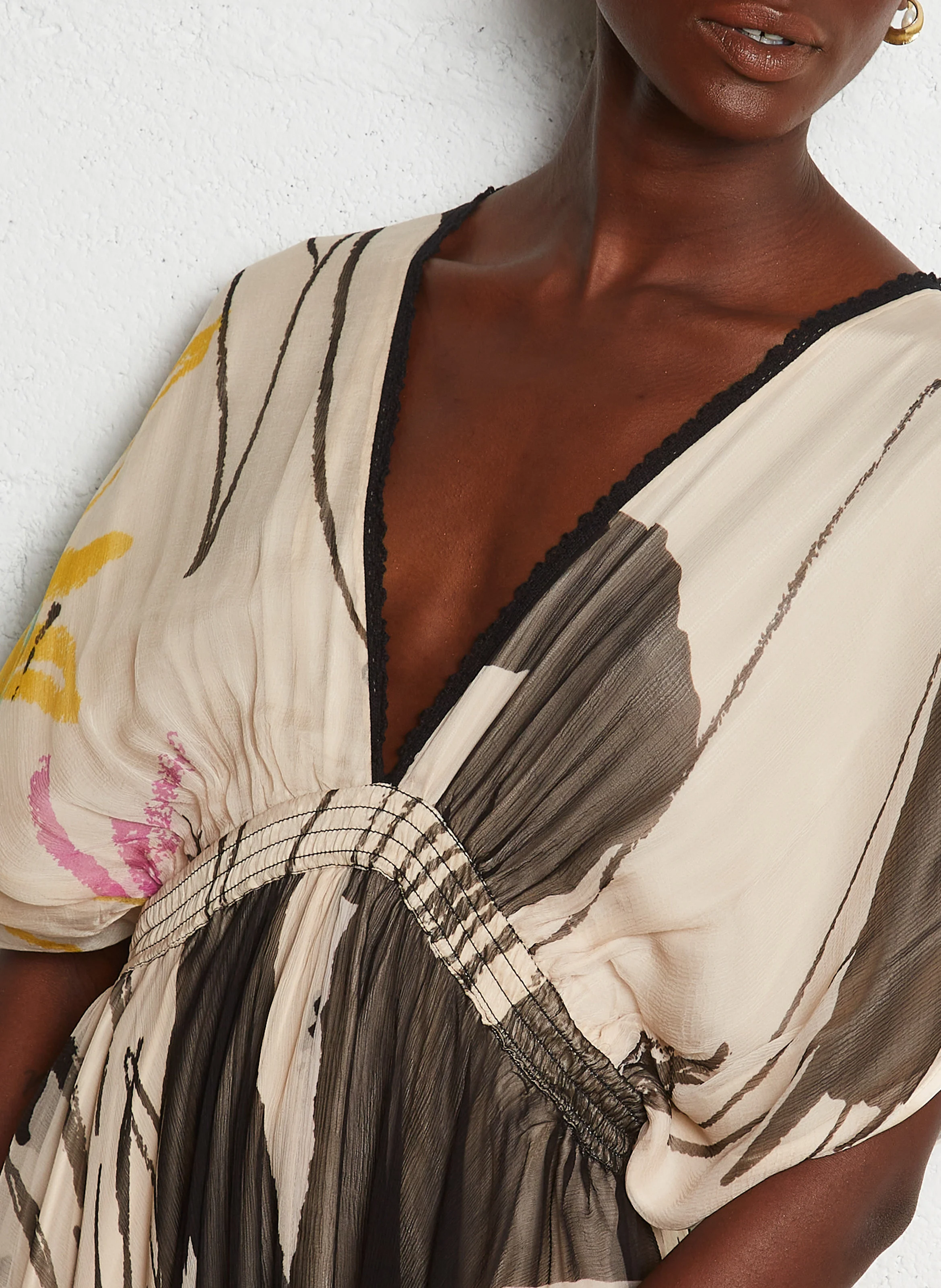 MICASSO - Robe longue imprimée fluide | Multicolore