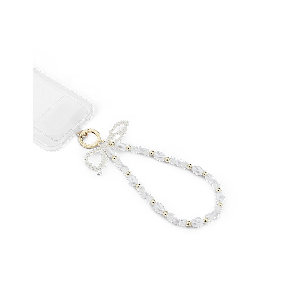 (17.5cm) Universal Handy Kette Phone Charms Schmuck Anhänger Handgelenkschlaufe (IDCW-530) - Pearl Bow
