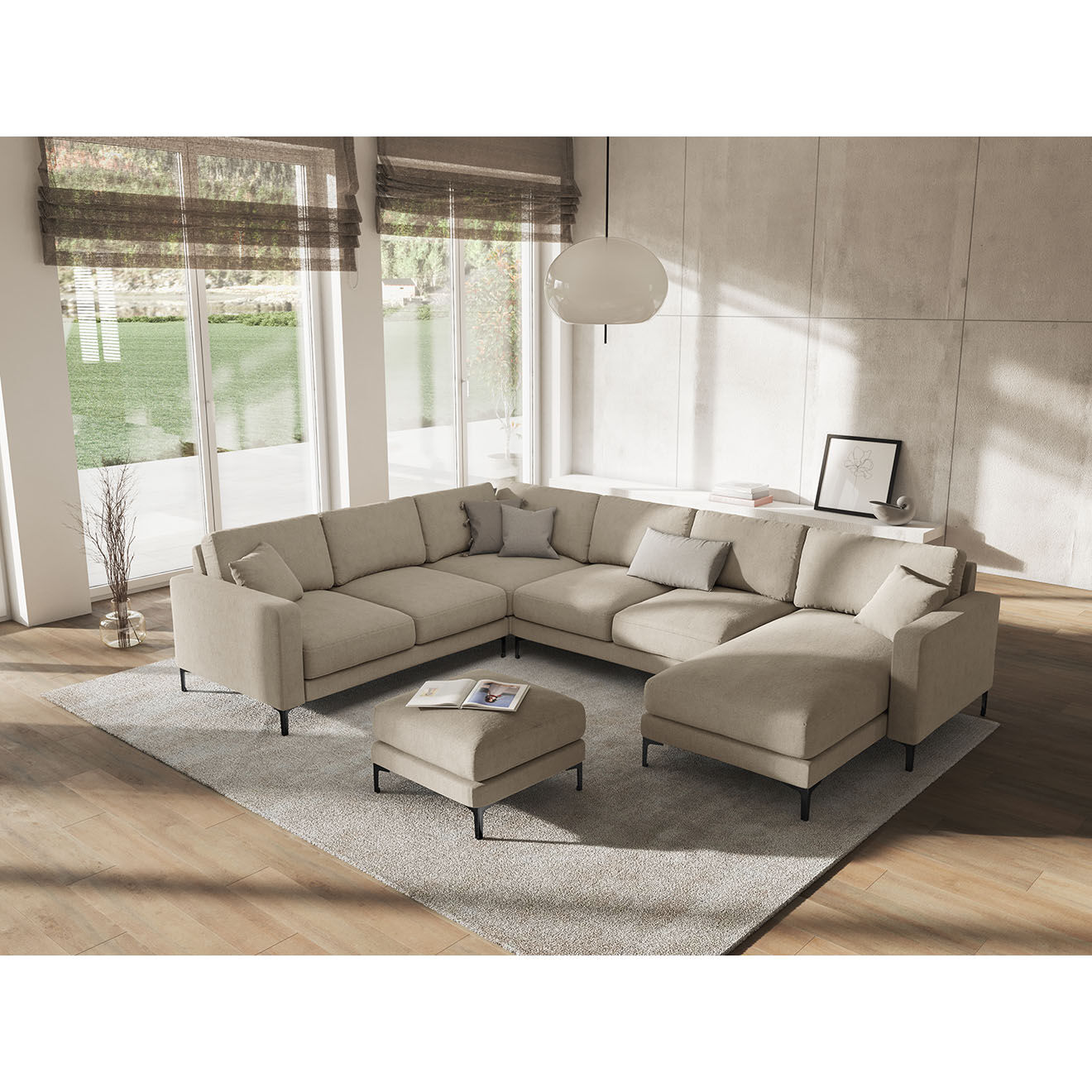 Mazzini Sofas Pouf Venus beige - 65x65x47 cm