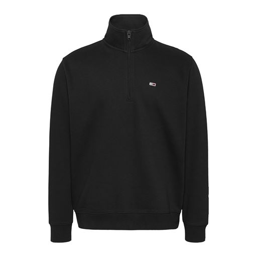 Tommy Jeans 1/4 Zip Mock Neck Fleece Sweatshirt, Black, L