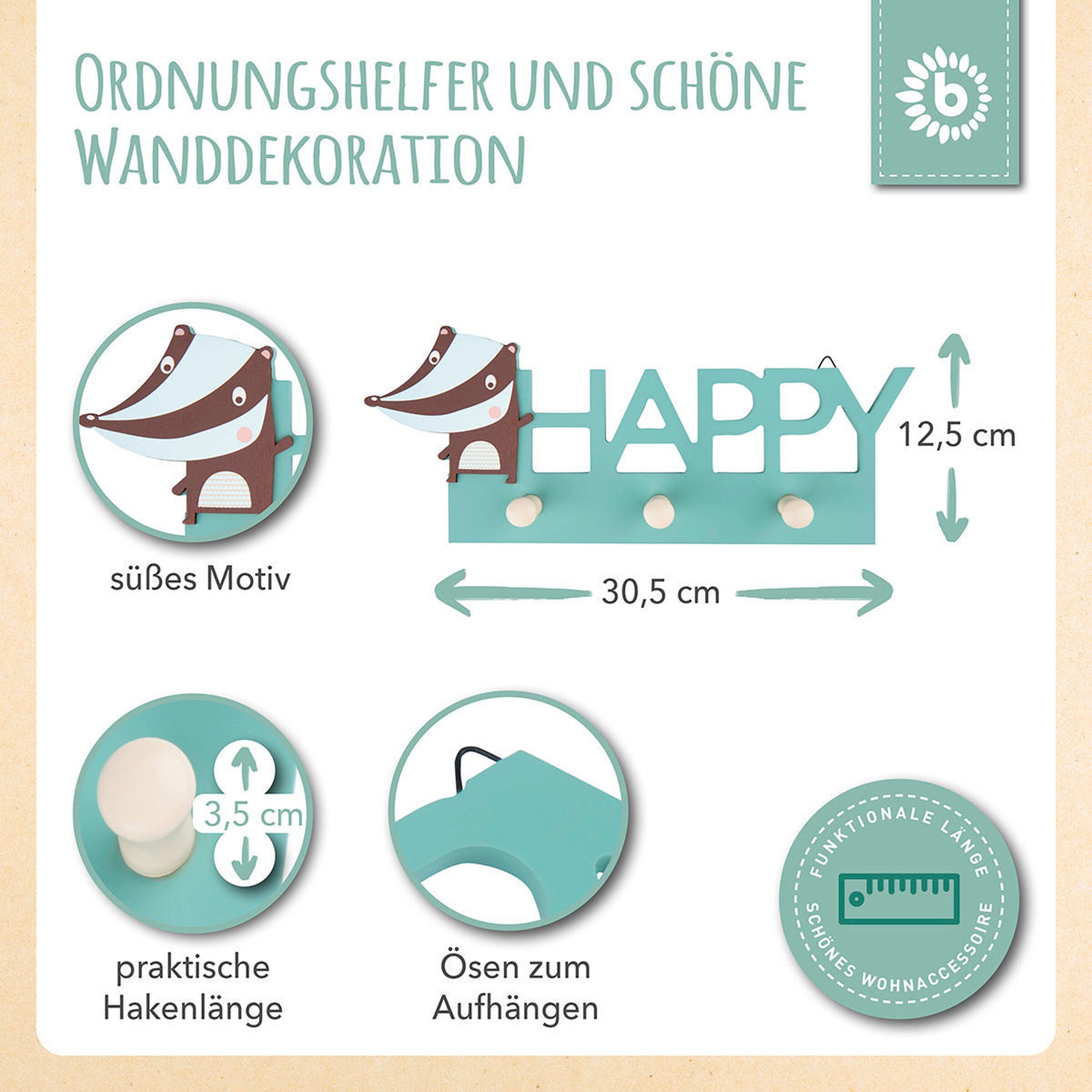 Bieco Garderobe Kinder Happy Rosa