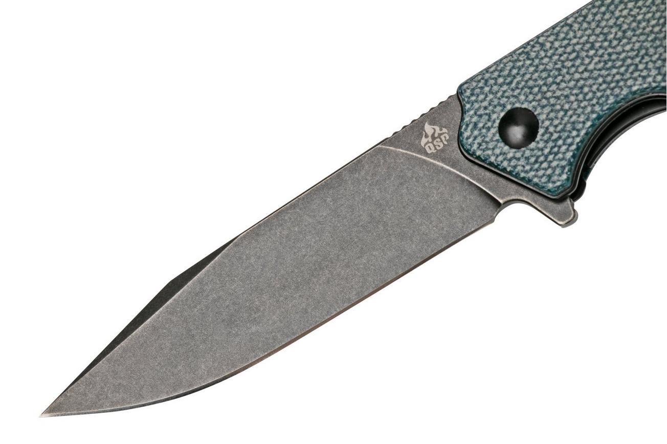 QSP Knife Mamba V2 QS111-H2 Blackwashed, Blue Micarta zakmes