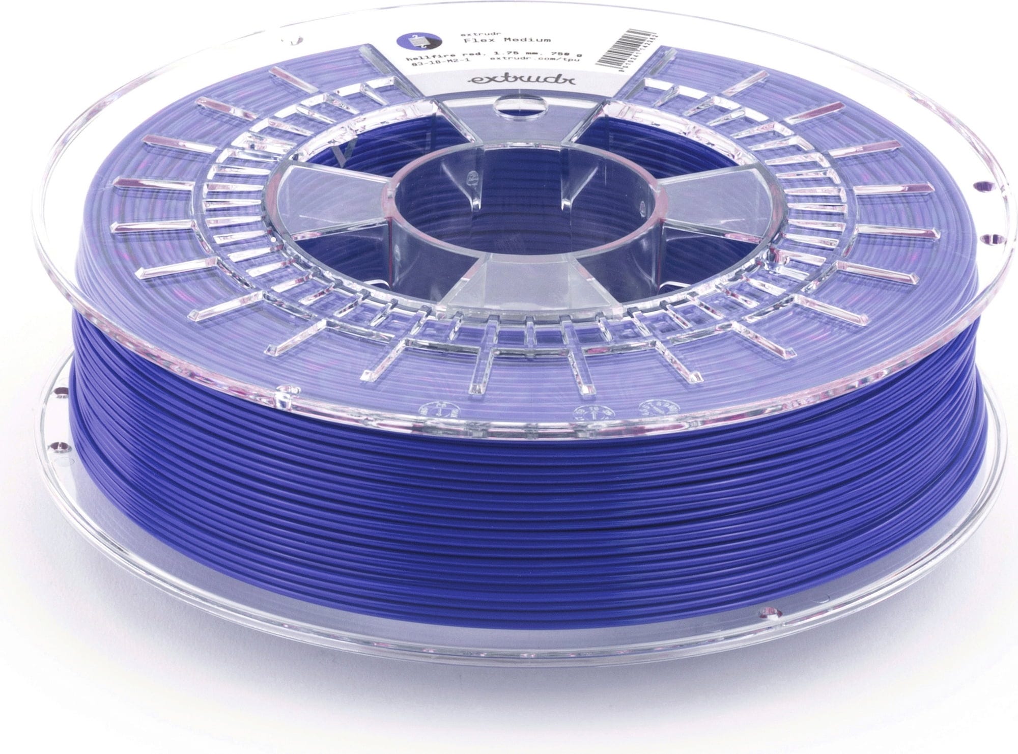 Extrudr  TPU medium Blau, 1,75 mm (750 g)    Medium Flex Line Filament für industrielle Anwendungen in Blau