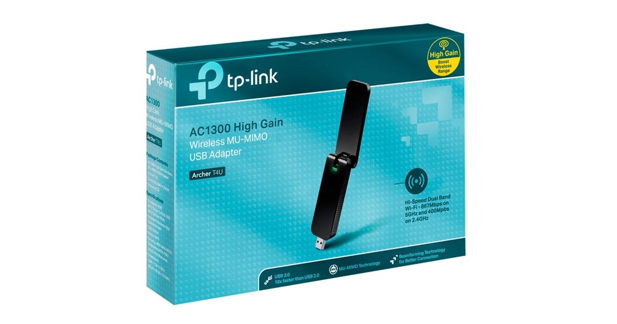 TP-LinkArcher T4U AC1300 Draadloze Dual-band USB-adapter wlan adapter  (USB 3.0)