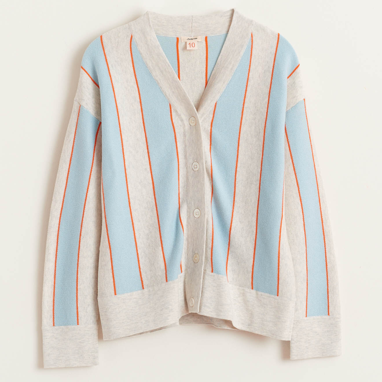 Bellerose Cardigan en Maille de Coton Gemyr rayé gris/bleu