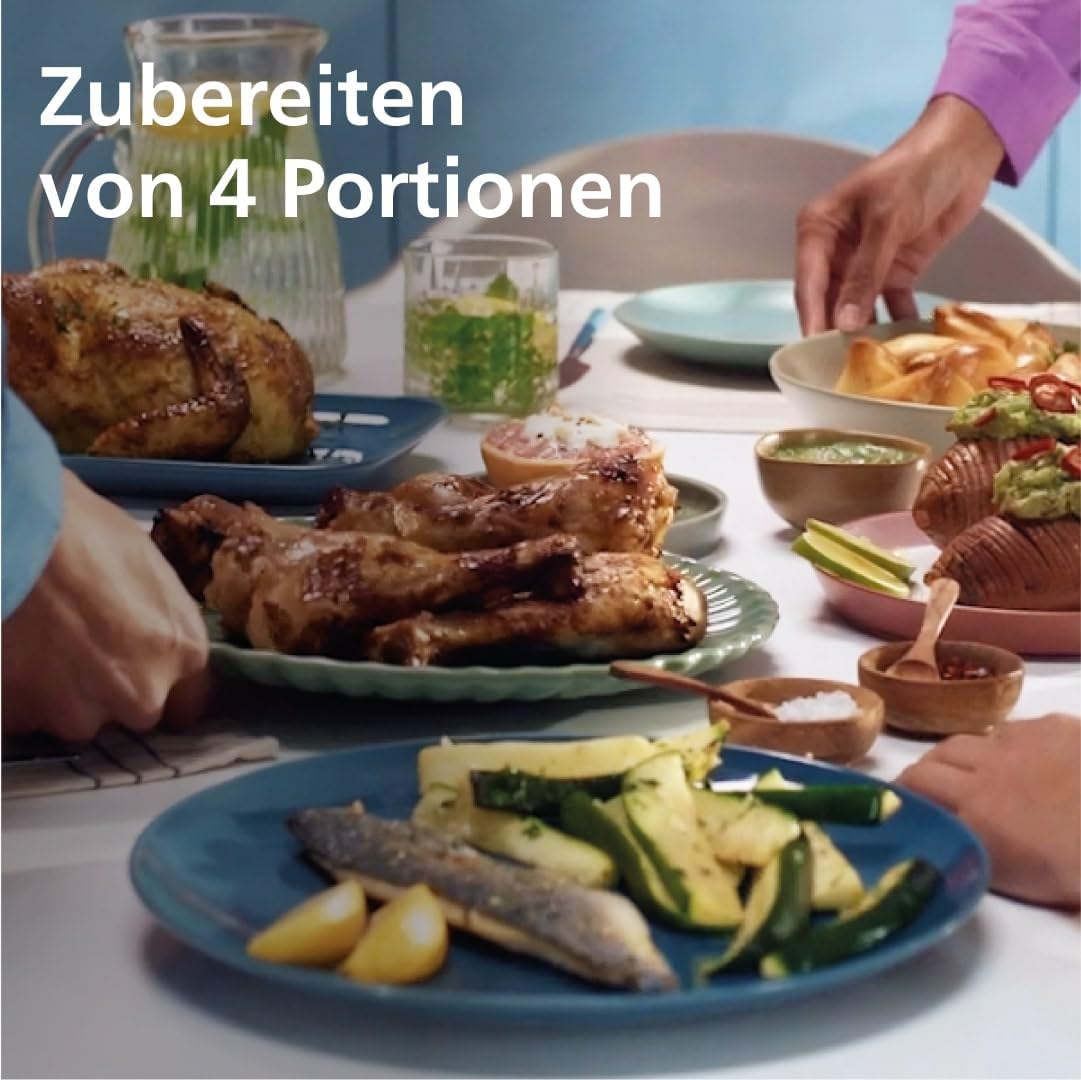 Philips Airfryer Dual Basket 3000 Series Heißluftfritteuse, 9L, 2 Körbe, 2 Gerichte gleichzeitig, RapidAir Plus Technologie, 90% weniger Fett, Energieeffizient, HomeID App (NA352/00)