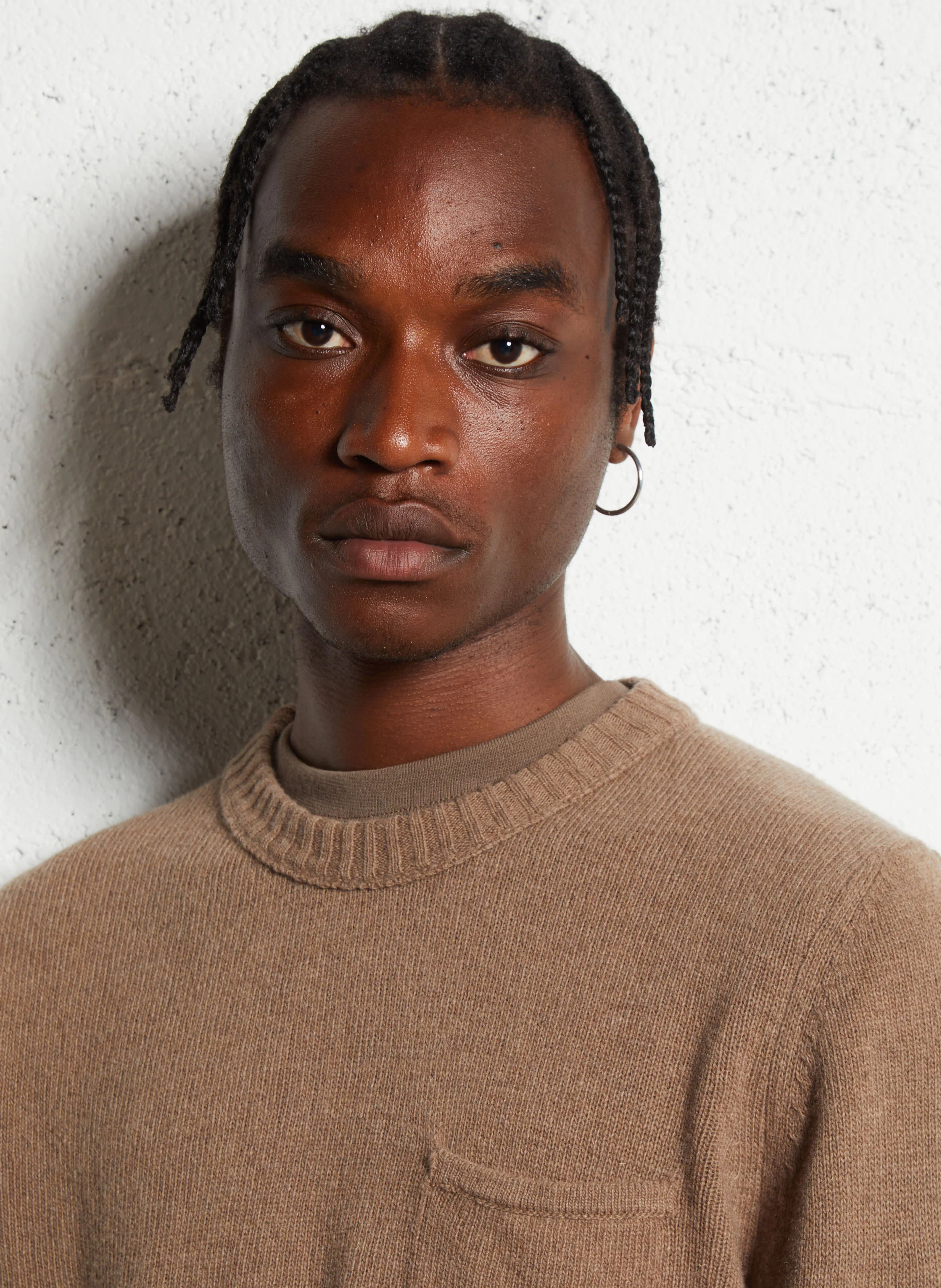 POCKET - Pull col rond droit en laine mélangée | Beige