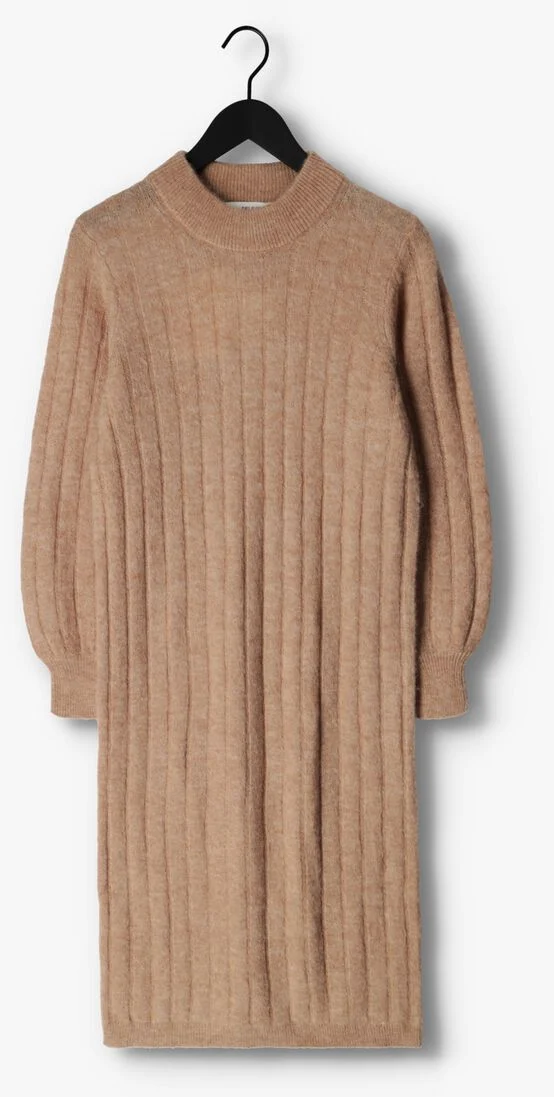 SELECTED FEMME taupe selected femme midi jurk glowie ls knit o-neck dress
