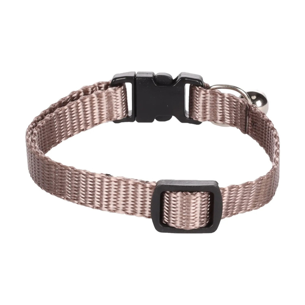 Collier réglable de 19 à 30 cm. Taupe avec clochette. Pour chat.
