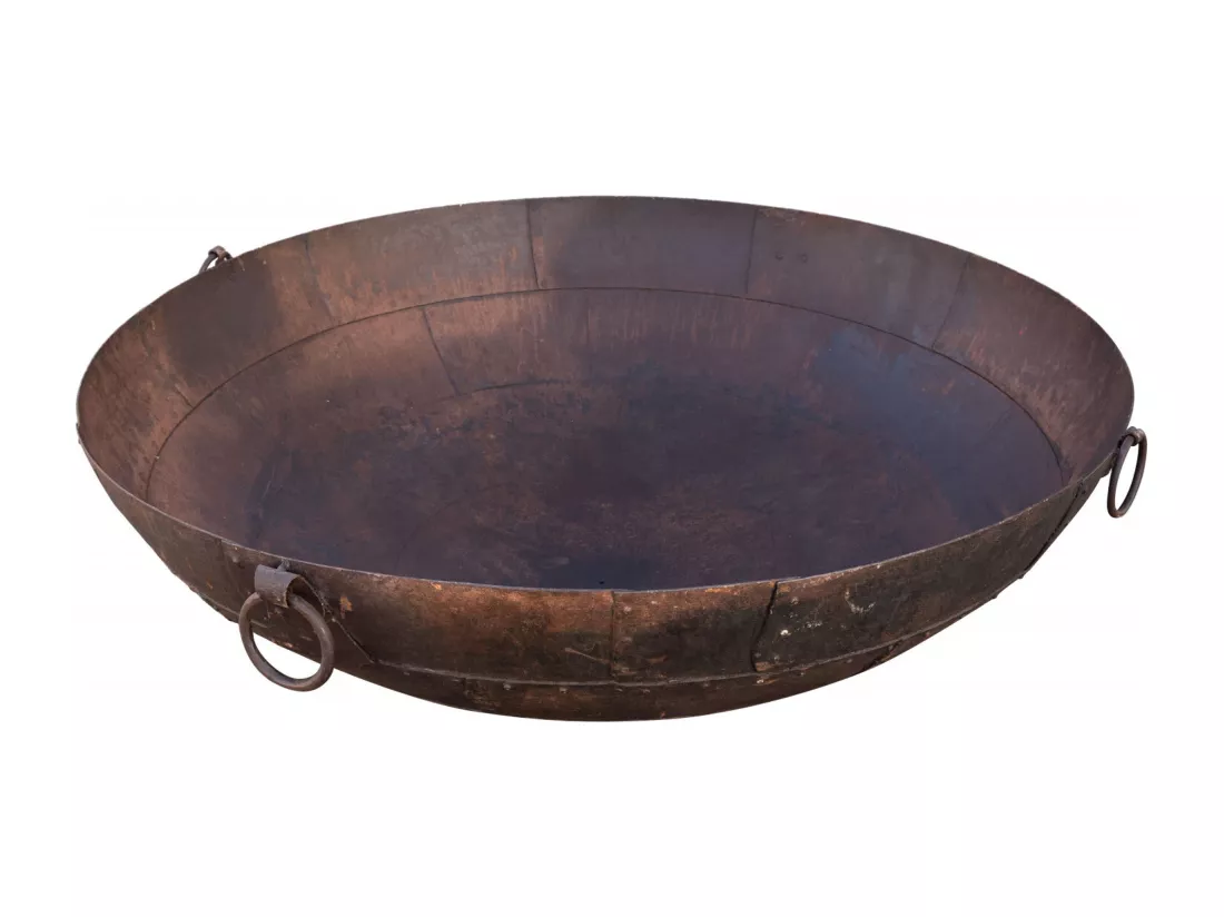 BISCOTTINI Brasero - Fer Forgé Finition Antique - Foyer Extérieur en Métal - Brasero - Coupe à Feu d'Extérieur - Décoratif - Jardin - Coupe en Fer Vintage - 175x175x52cm