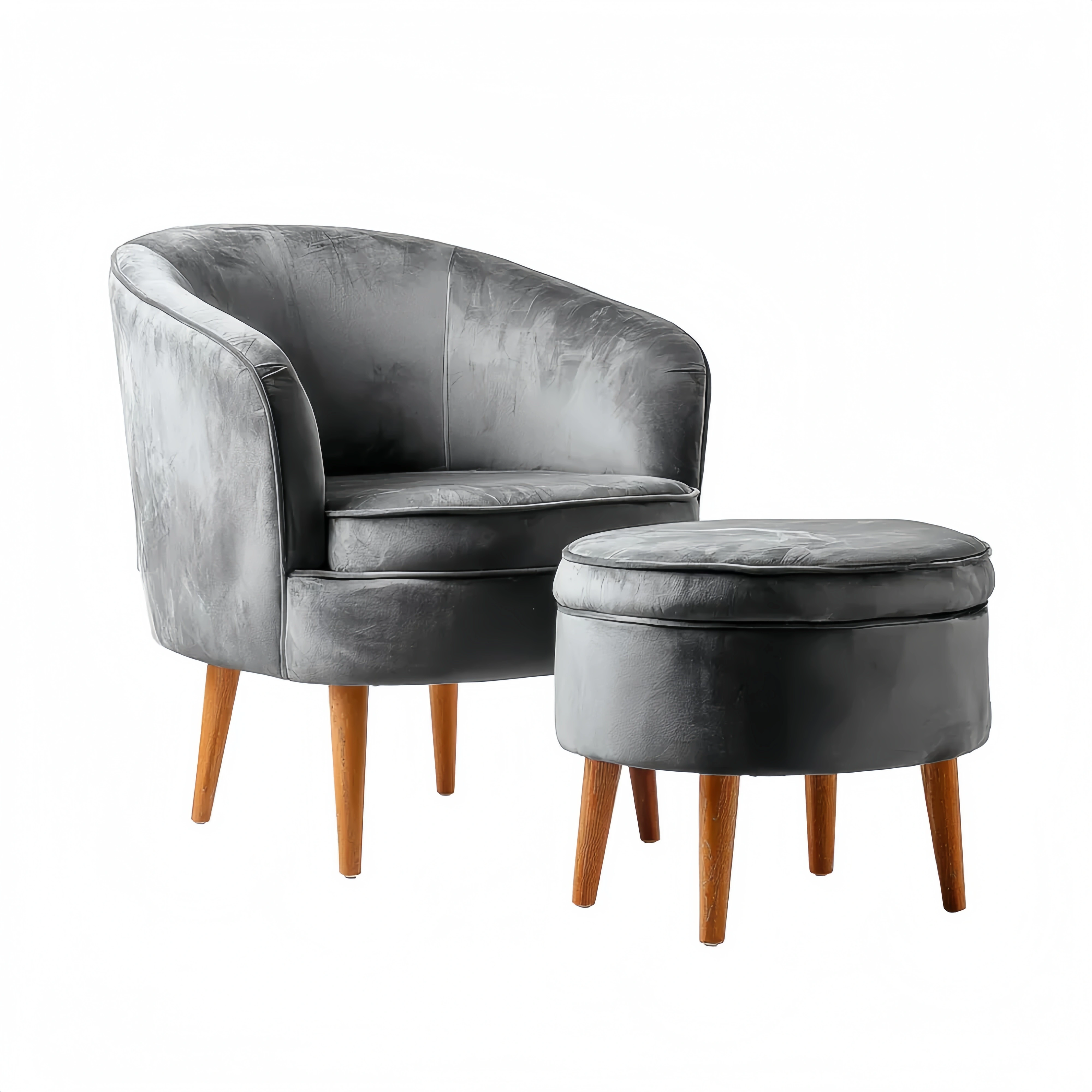 Loungesessel mit Hocker Samt 75x75x70 cm - Dunkelgrau - Skandinavische