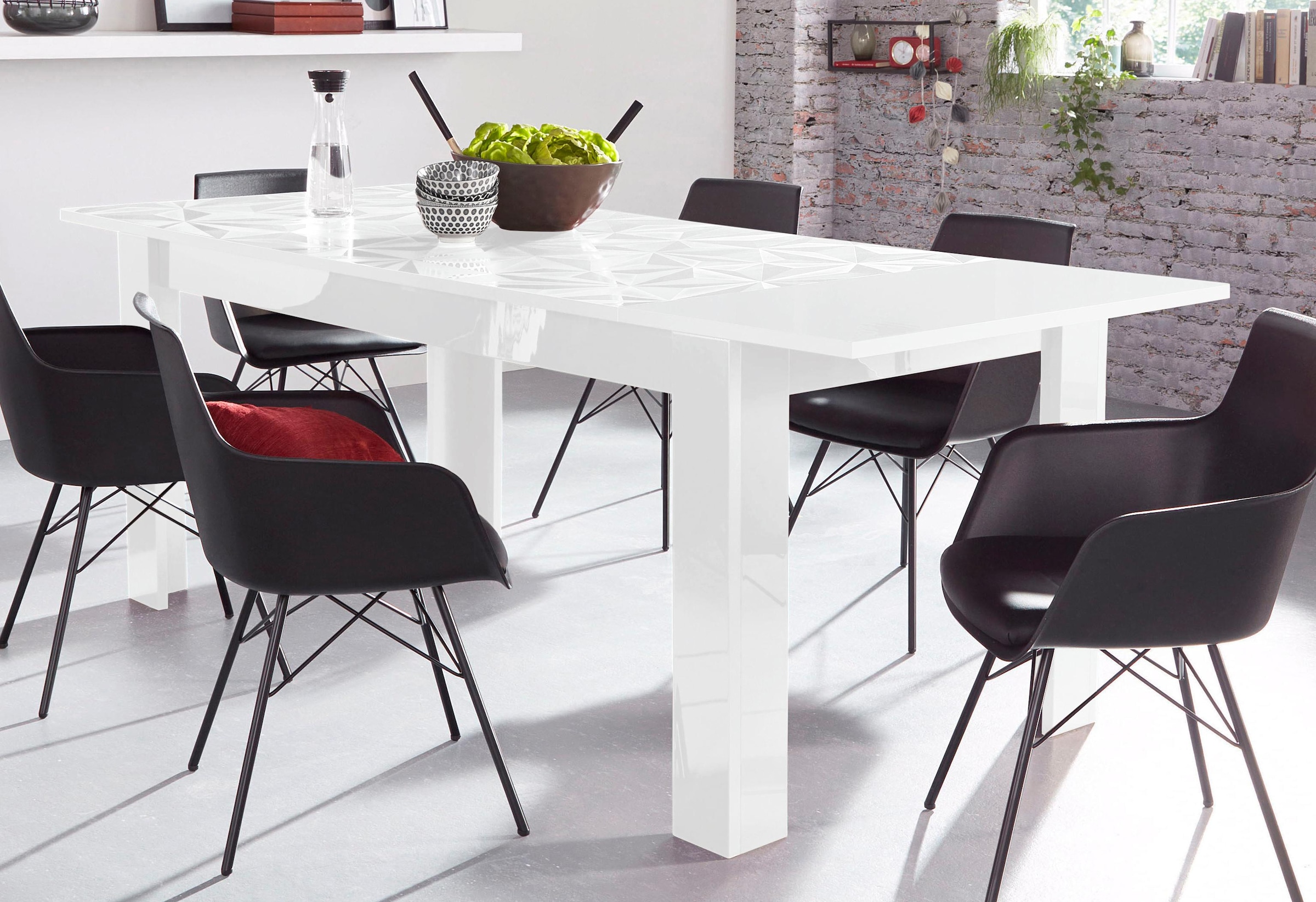 INOSIGN Esstisch »Prisma 137x90 cm, Esszimmertisch, ausziehbar, erweiterbar auf 185 cm« rechteckig,Tischplatte Stärke 22 mm u. mit elegantem Siebdruck