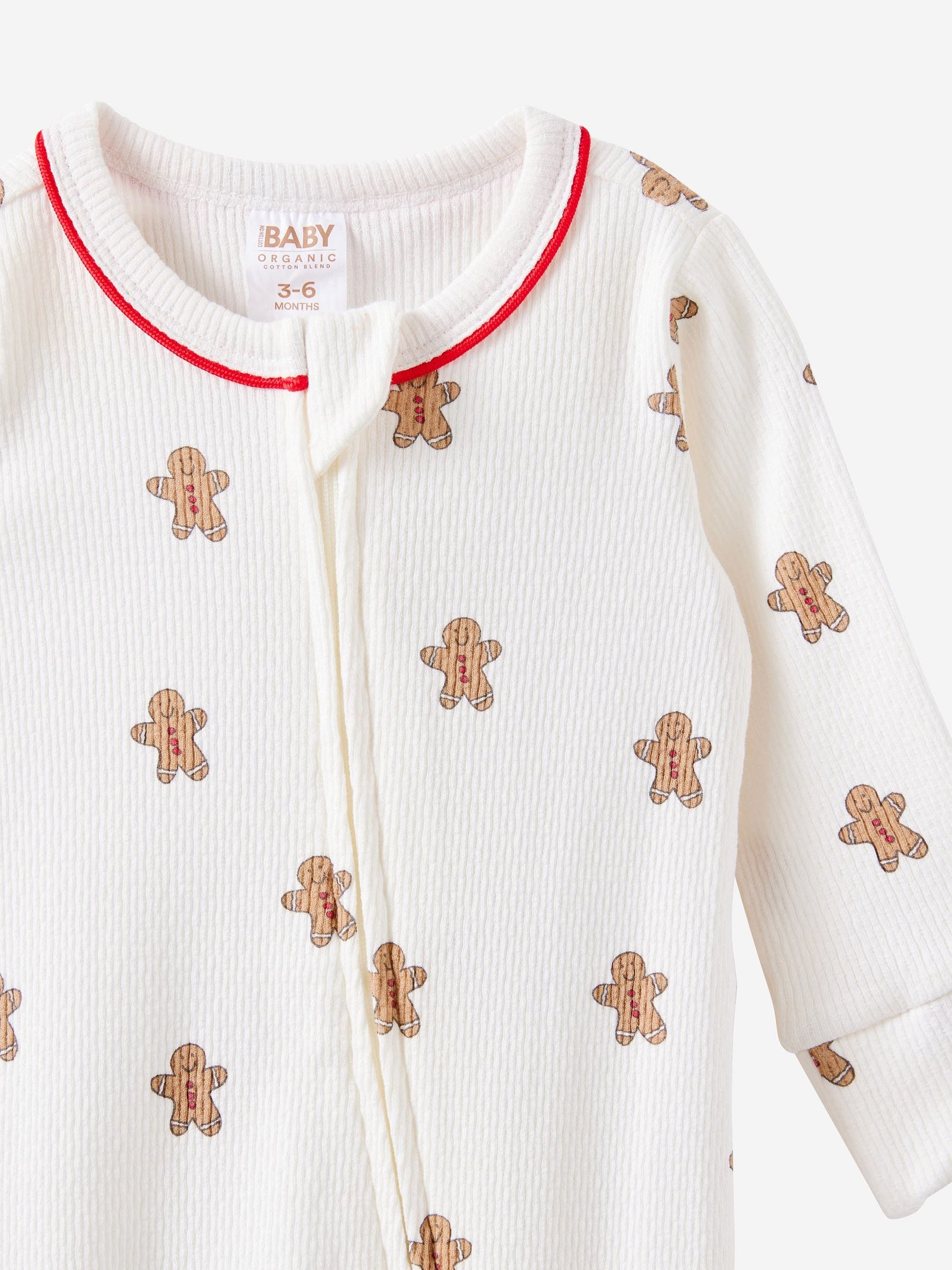 Off White - Cotton On Pointelle Zip Sleepsuit