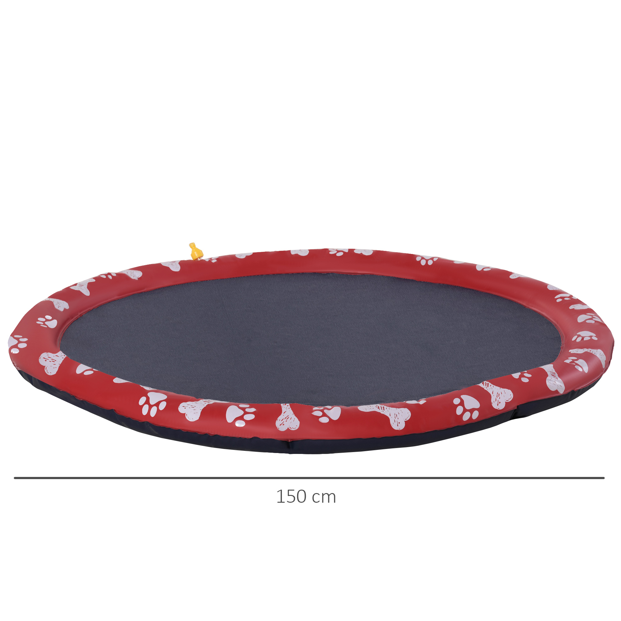 Tapete de água portátil PawHut Splash Pad de 150 cm com aspersor e pulverizador, ideal para brincar no verão com cães e outros animais de estimação, na cor vermelha.