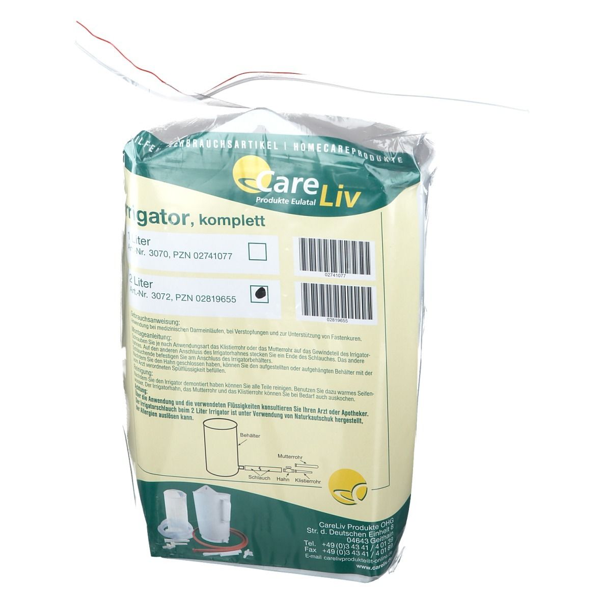 Irrigator 2 Liter komplett mit PVC Gummischlauch