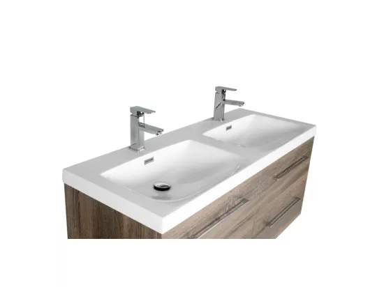 Meuble double vasque 120 cm chêne calirfornien gris Aquasun