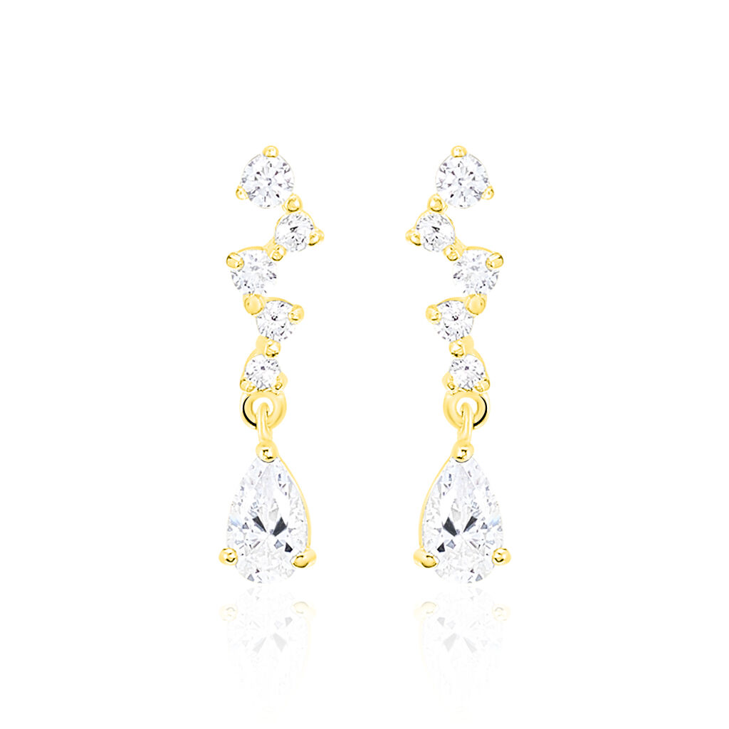 Boucles D'oreilles Pendantes Cegolene Or Jaune Oxyde De Zirconium