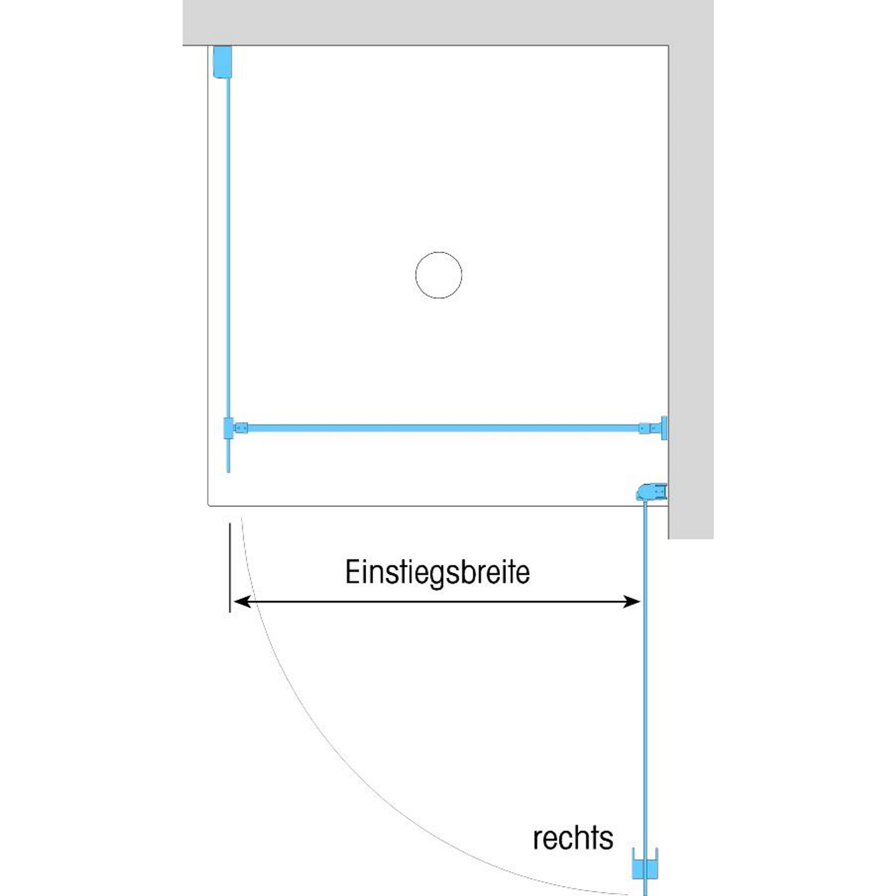 Duschkabine/ Duschabtrennung Dusbad Vital 2 Drehtür rechts + Duschwand links (Kombination) rechts 800mm links 750mm