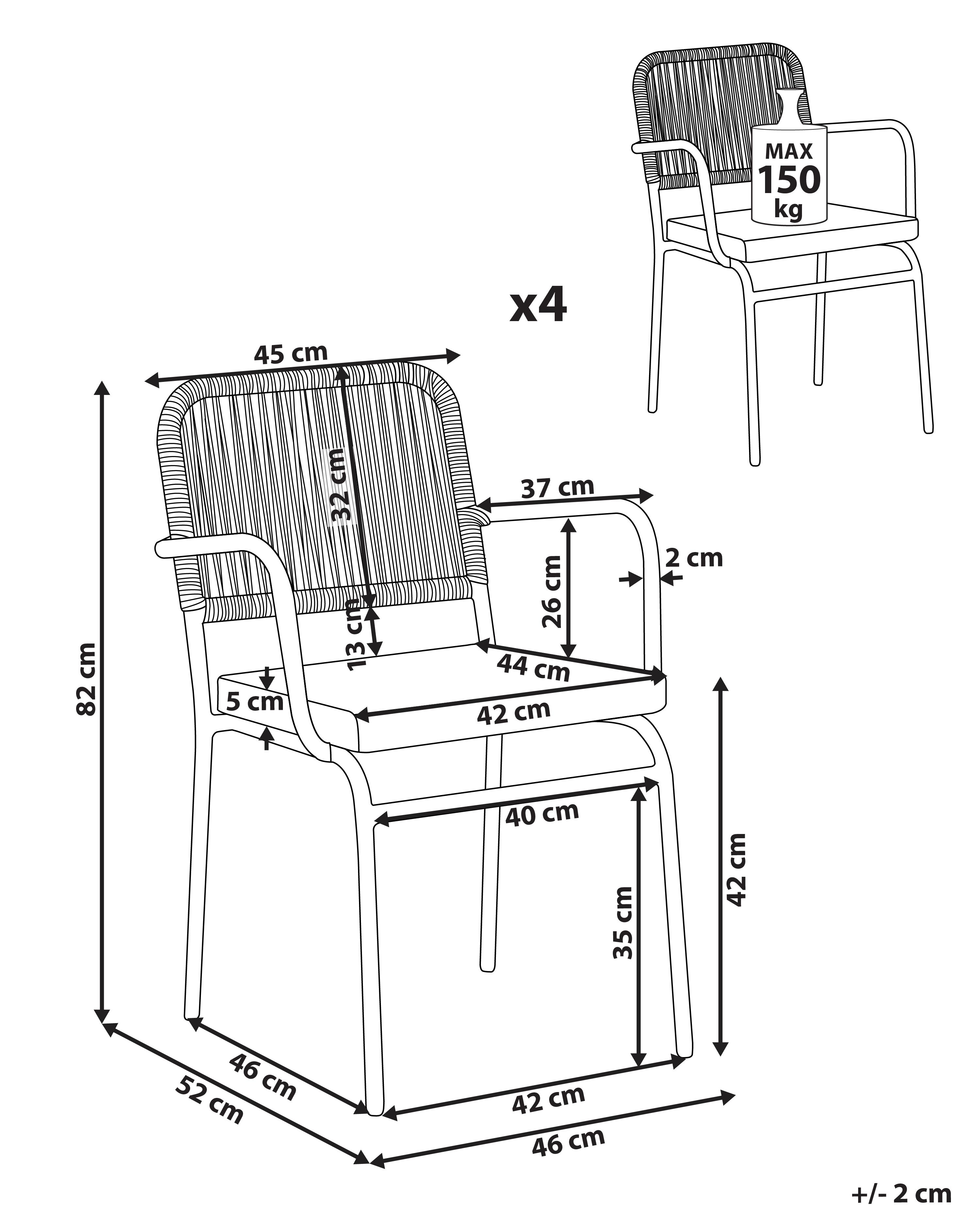 Set van 4 stoelen met zitkussen TACENO Metaal Grijs