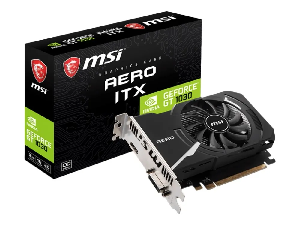 MSI GT 1030 AERO ITX 2GD4 OC - Grafikkort - GF GT 1030 - 2 GB DDR4 - PCIe 3.0 x4 - DVI, HDMI