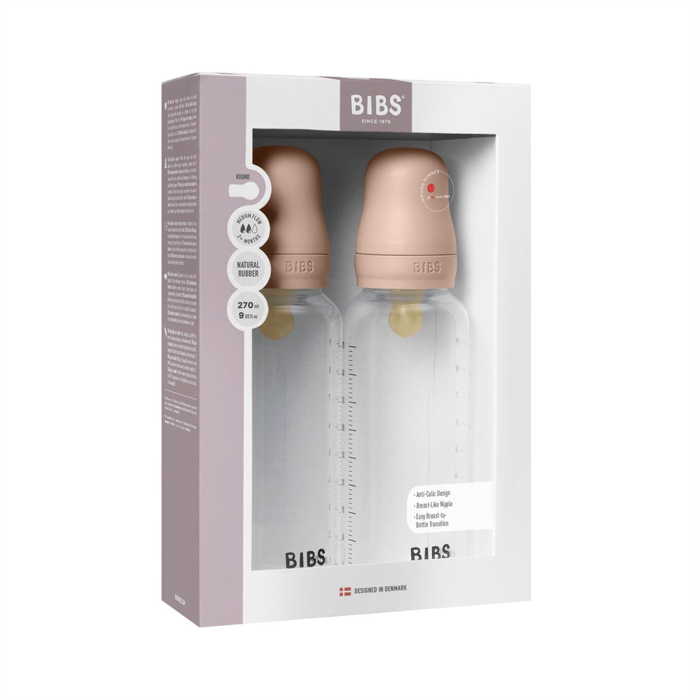 Køb Bibs Blush Baby Flaske Round Latex 2-Pak 270 Ml Medium Flow