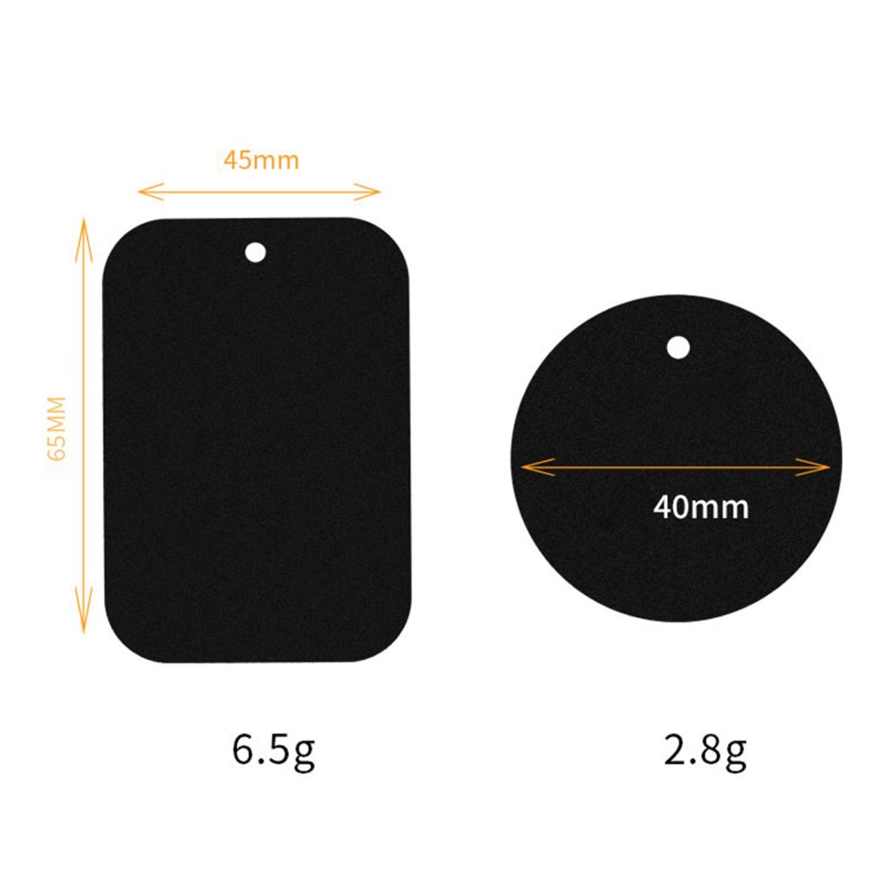(2-tlg. Set) Runder   Rechteckiger Metall Magnet Sticker für Handys (für Magnethalterungen) - Schwarz
