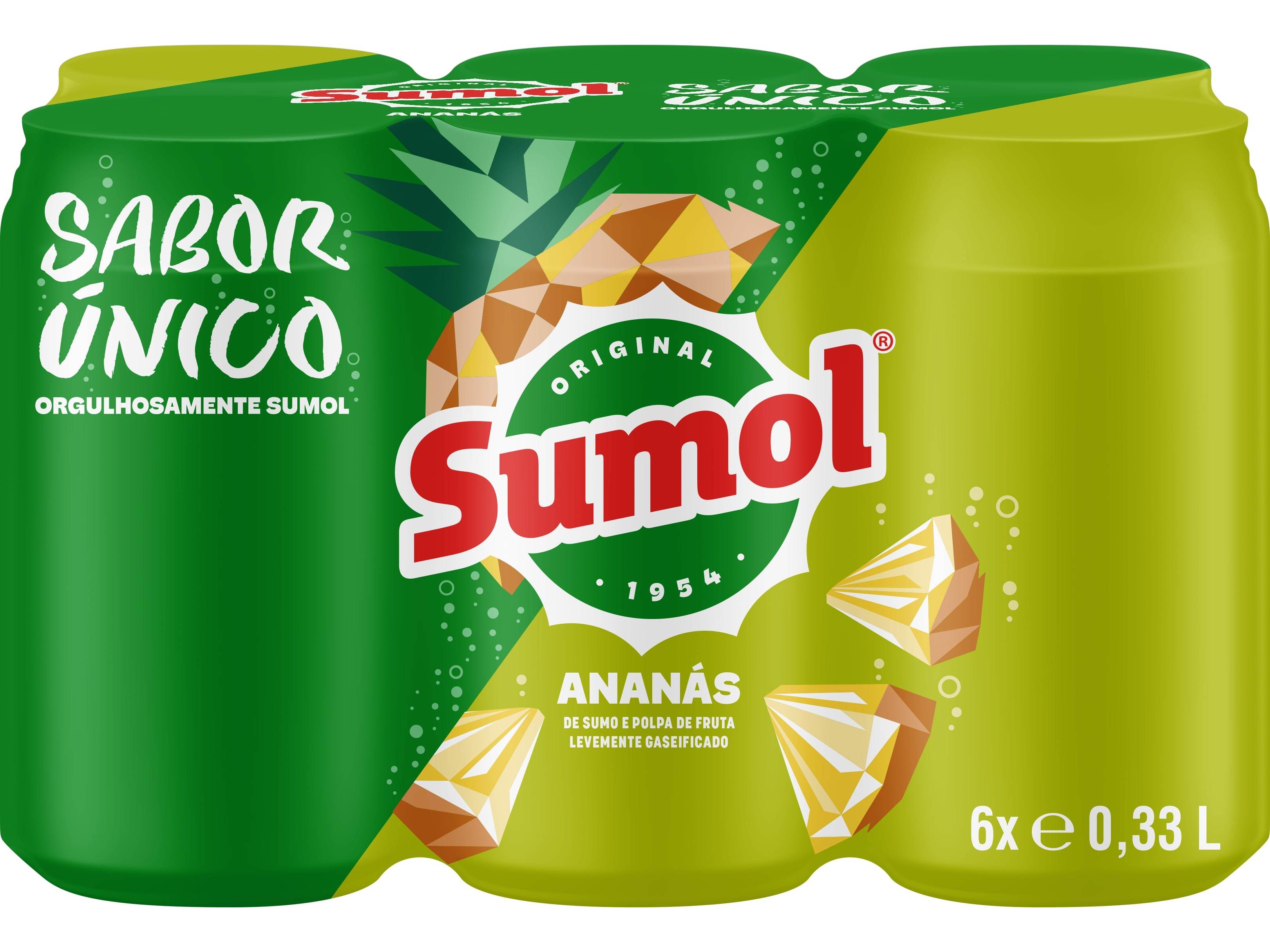 REFRIGERANTE SUMOL COM GÁS ANANÁS LATA 6X0.33L
