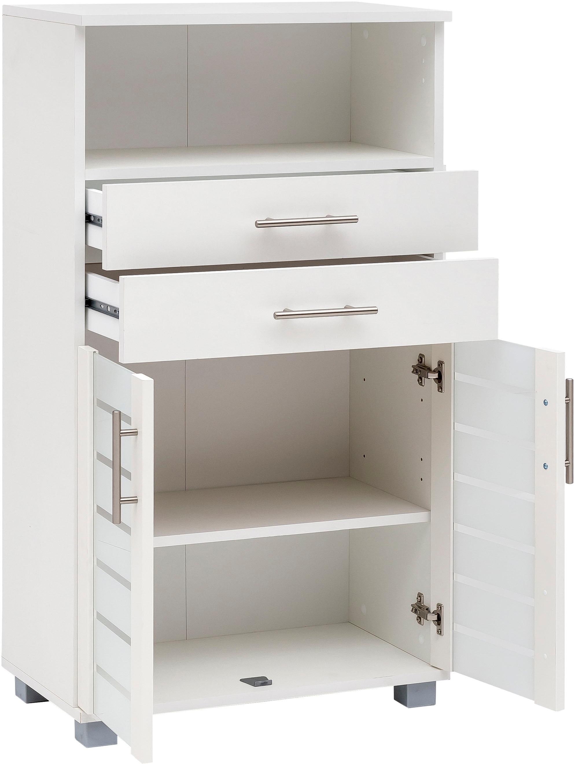 Schildmeyer Midischrank »Nikosia« Breite 60 cm, mit Glastüren, 2 Schubladen, MDF-Fronten, Metallgriffe