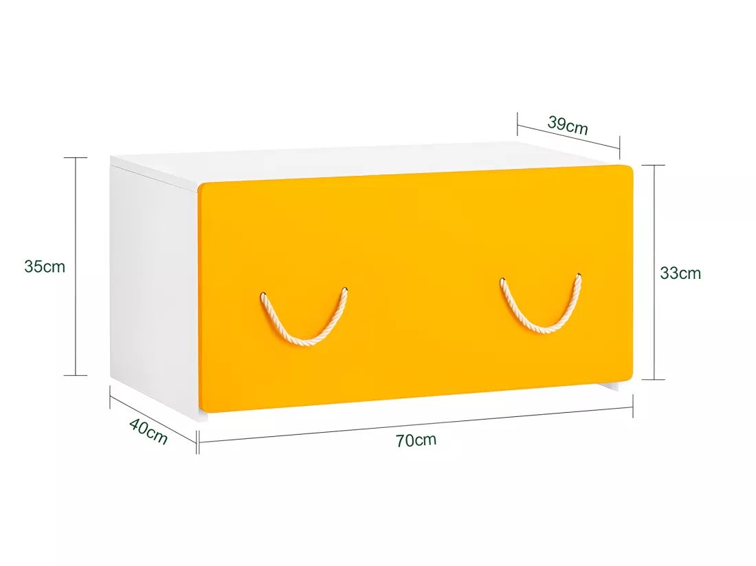 SoBuy KMB73-W Coffre à Jouets, Meuble de Rangement à Roulettes, Bac de Rangement avec 1 Tiroir pour Chambre Enfant et Salle de Jeux, Blanc Jaune