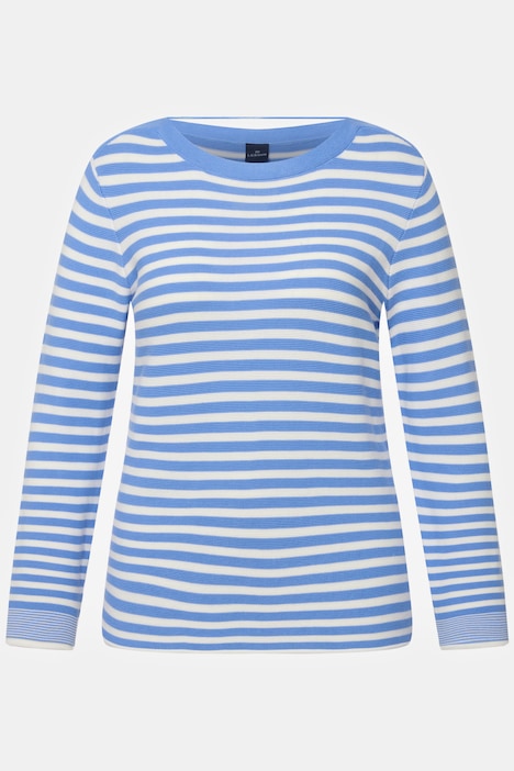 Pullover, Feinstrick, Ringel, U-Boot-Ausschnitt, Langarm