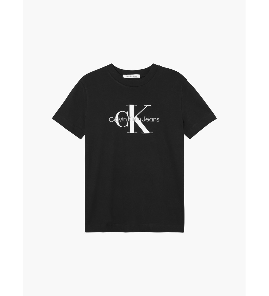 Camiseta preta com monograma da Calvin Klein Jeans