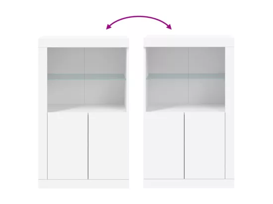 Armoire latérale avec éclairage LED blanc bois d'ingénierie