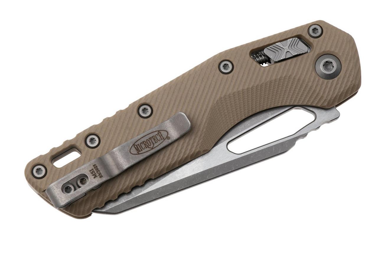 Microtech MSI Standard Issue 210-11APFLGTTA, Apocalyptic Stonewashed M390MK, Fluted Tan G10, partly serrated zakmes
