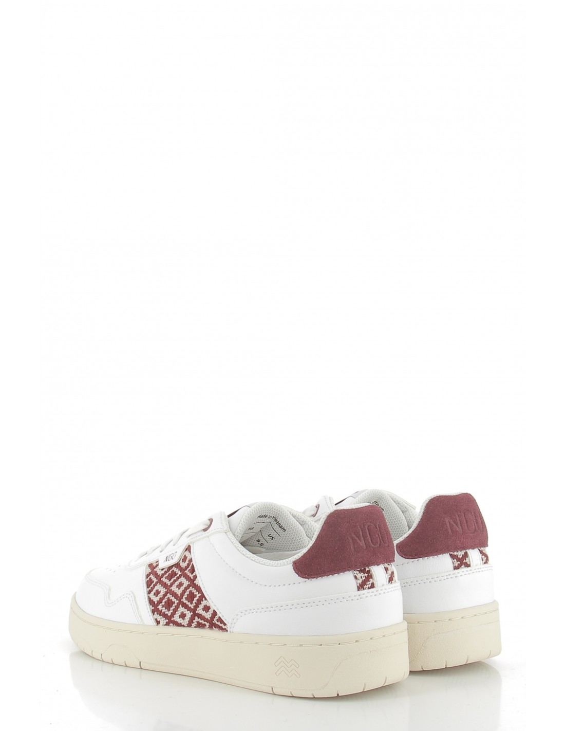 n'go shoes baskets de ville mixte huê classique cuir blanc/bordeaux