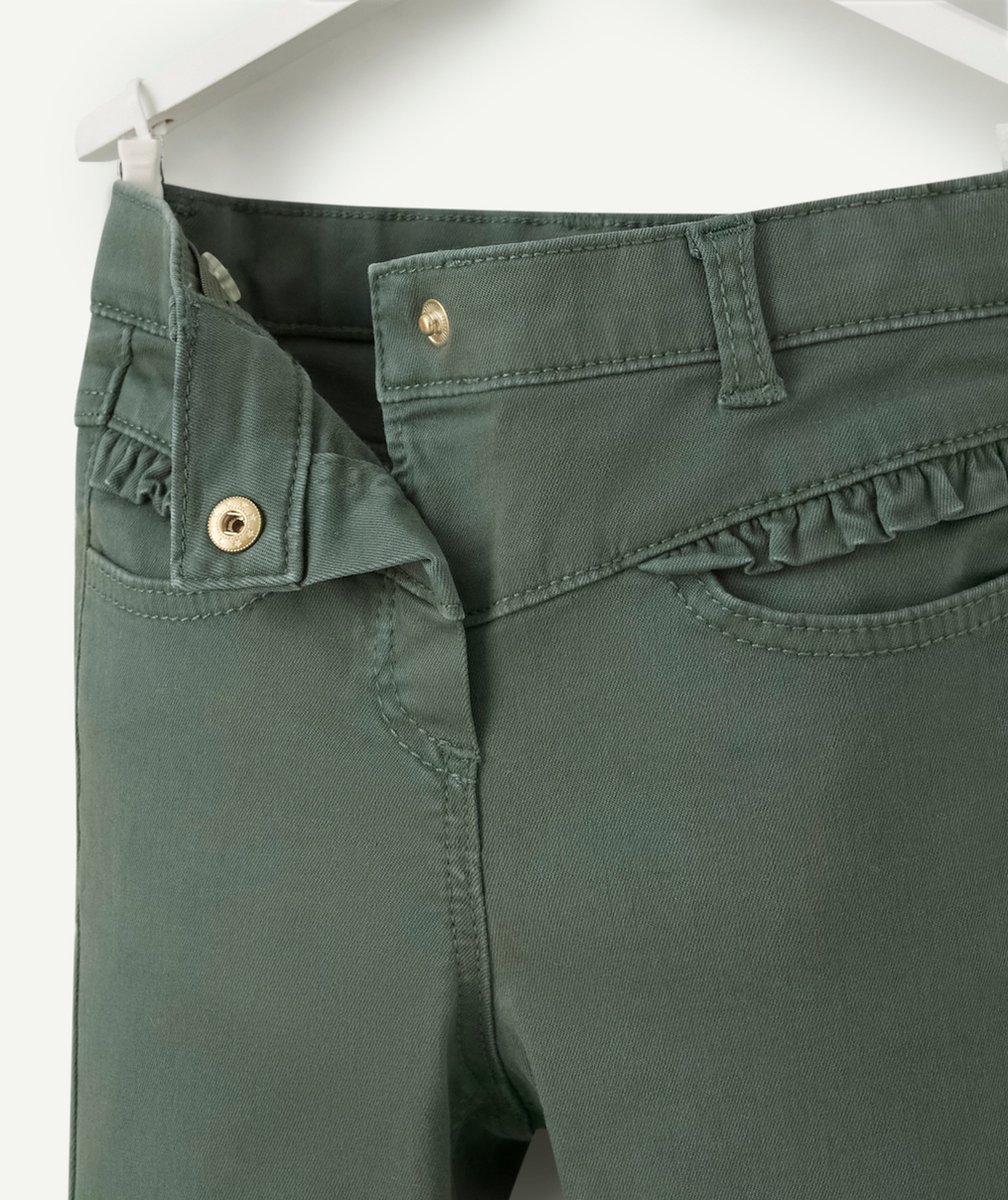 PANTALON SLIM BÉBÉ FILLE VERT AVEC POCHES VOLANTÉES