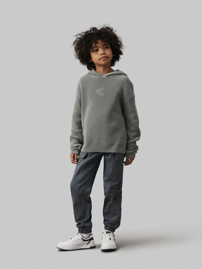 Calvin Klein RIBBED MONOGRAM HOODIE SWEATER Msw