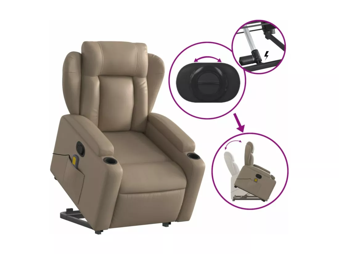 Fauteuil inclinable massant Cappuccino Similicuir