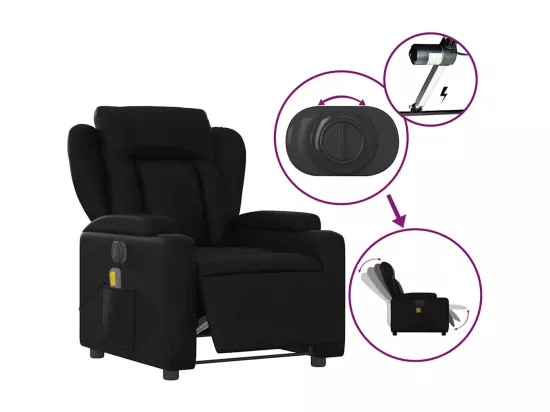 Fauteuil de massage inclinable électrique noir similicuir