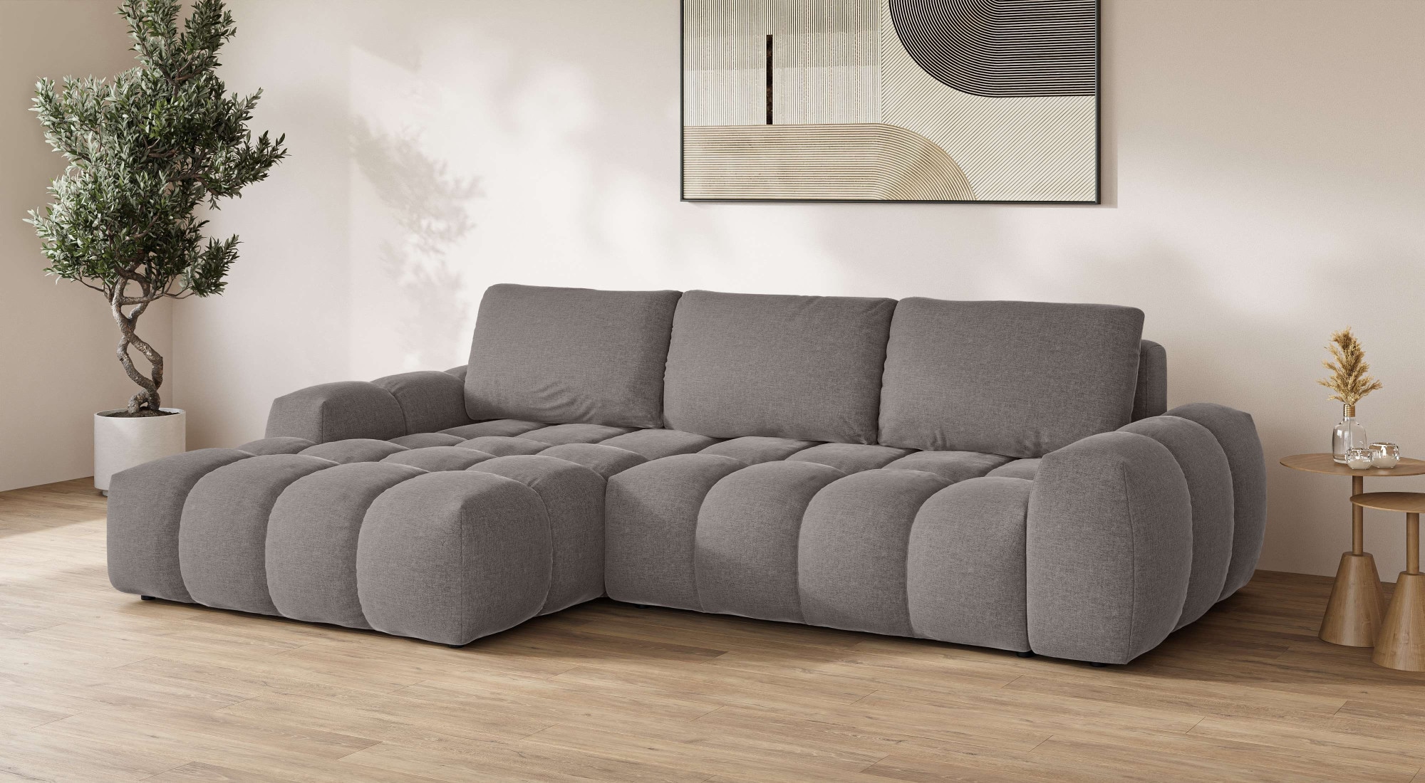 GOODproduct Ecksofa »AZITA klein optionale Schlafsofa mit Bettkasten, B/T/H: 270/166,5/84cm« L-Form mit Wellenunterfederung, Bubble-Optik