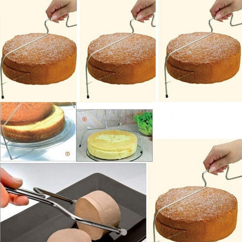 Tortenboden Schneidedraht Höhenverstellbarer Kuchen Teiler - Silber