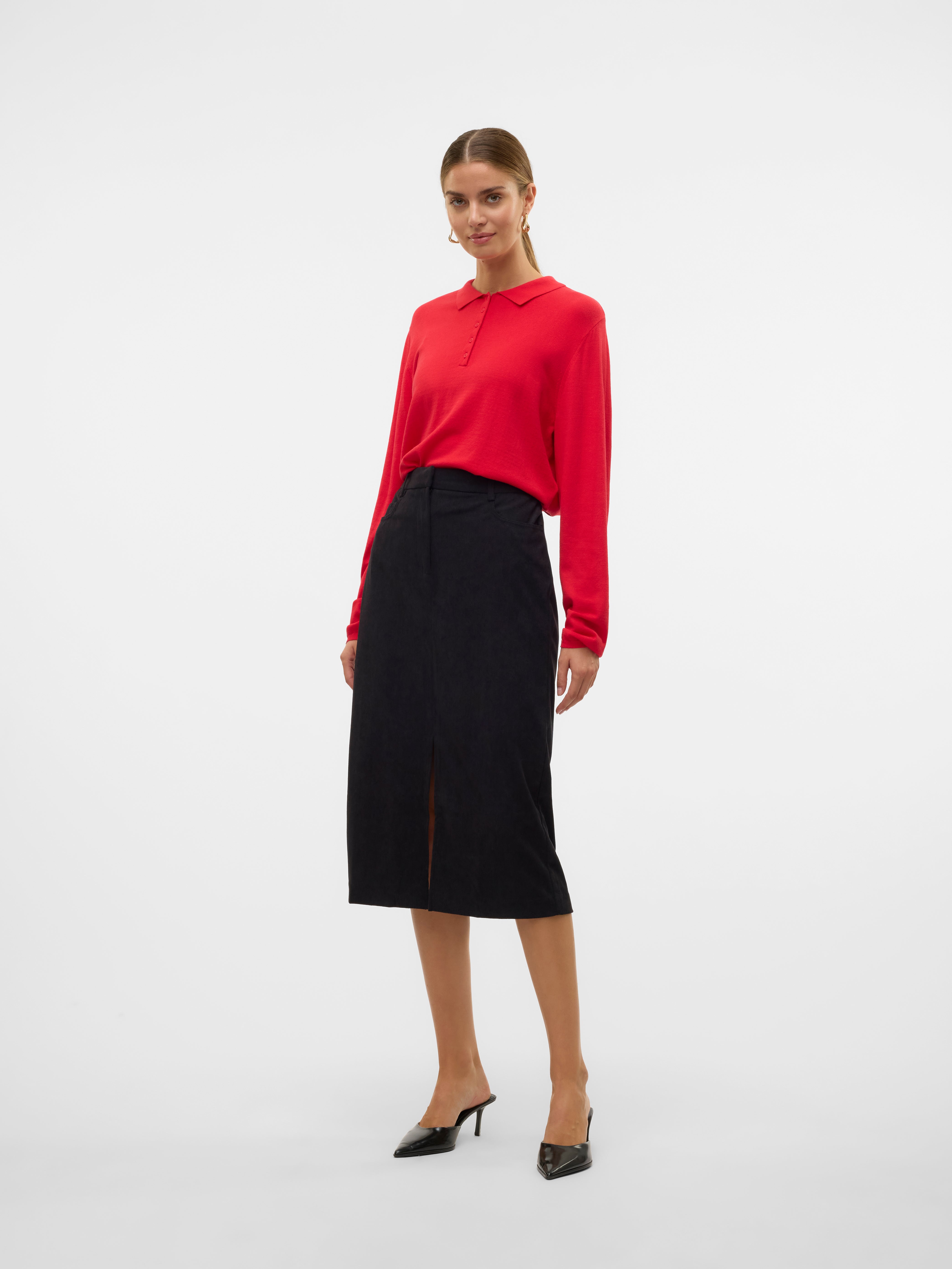 VMVILJA Corduroy High waist Midi-rok