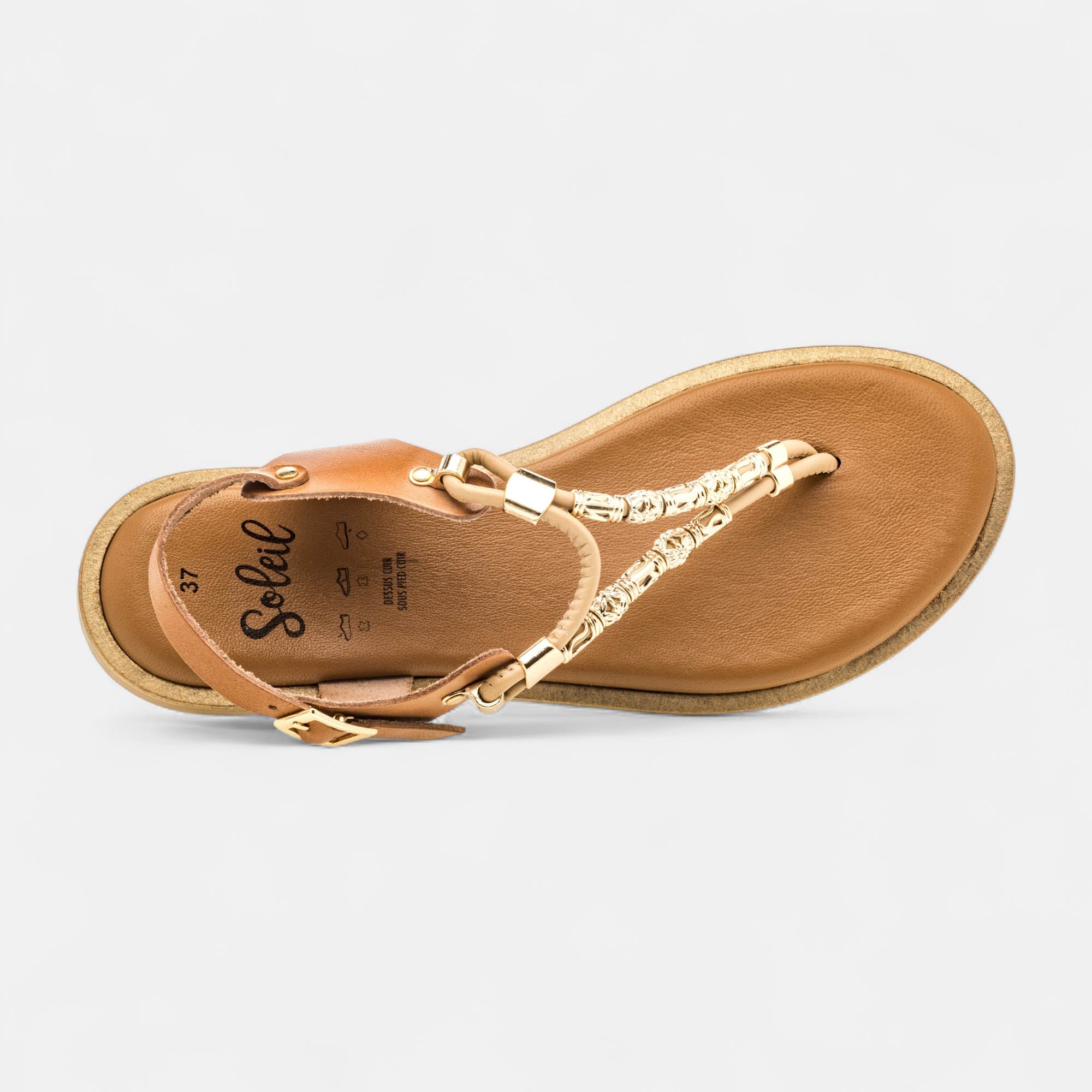 Nu-pieds Femme en cuir taupe